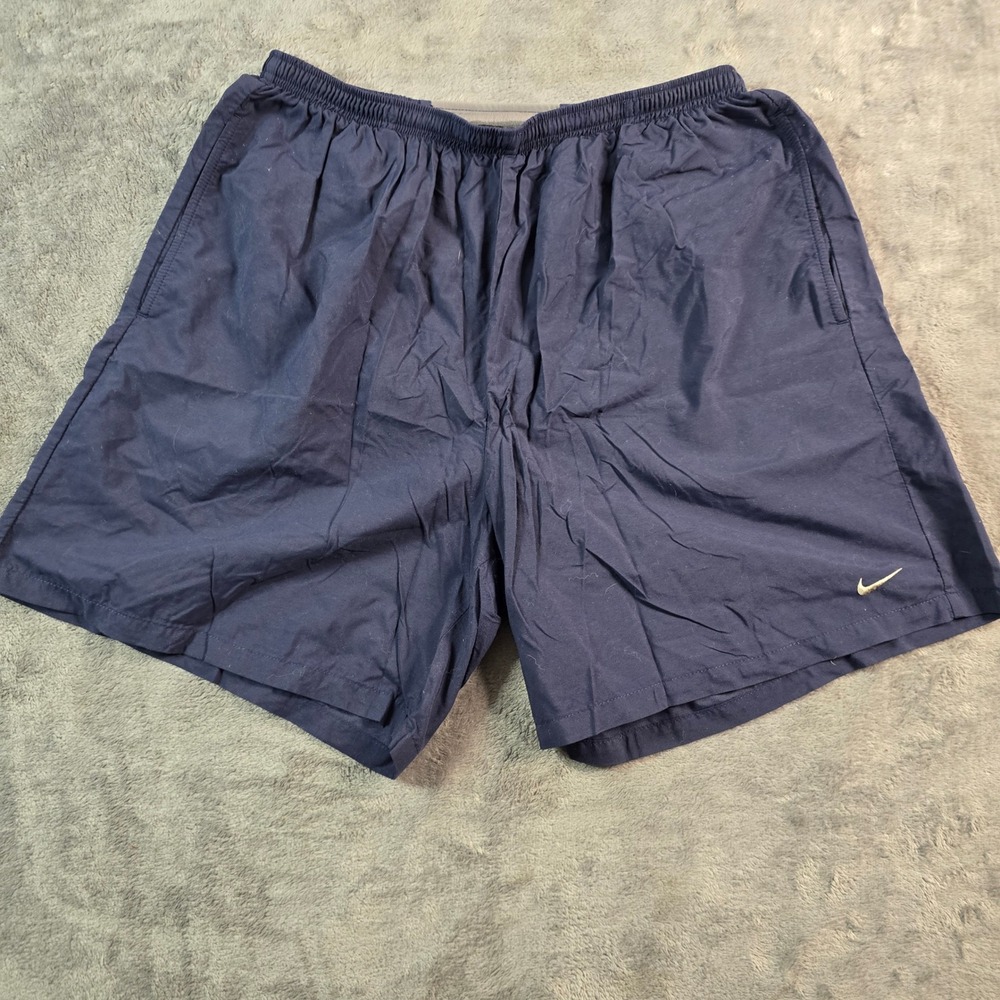 Nike Men's Running Shorts XL 7" Navy Blue Nylon Lightweight Training Brief Liner